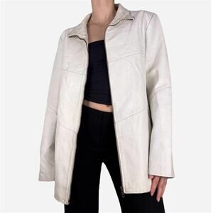 Cream white leather jacket - Calypso Leatherwear size EU 44